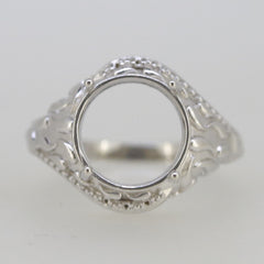 Vintage Style Sterling Silver Semi Mount Ring Setting Round RD 12x12mm - Syzjewelry