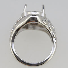 Vintage Style Sterling Silver Semi Mount Ring Setting Round RD 12x12mm - Syzjewelry