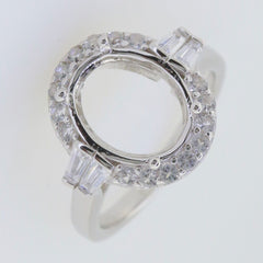 Sterling Silver Semi Mount Ring Setting Oval OV 12X10mm White Topaz PJC18274 - Syzjewelry