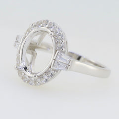 Sterling Silver Semi Mount Ring Setting Oval OV 12X10mm White Topaz PJC18274 - Syzjewelry