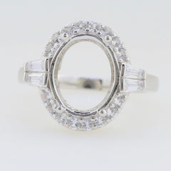 Sterling Silver Semi Mount Ring Setting Oval OV 12X10mm White Topaz PJC18274 - Syzjewelry