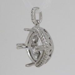 Sterling Silver Semi Mount Pendant Setting Cushion Cu 8x8mm Halo Topaz P464 - Syzjewelry