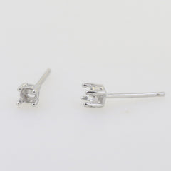 Sterling Silver Semi Mount Earrings Stud Setting Round RD 3x3mm E554 - Syzjewelry