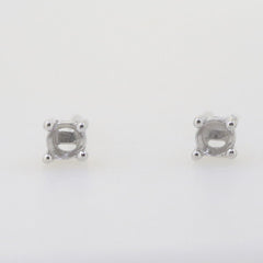 Sterling Silver Semi Mount Earrings Stud Setting Round RD 3x3mm E554 - Syzjewelry