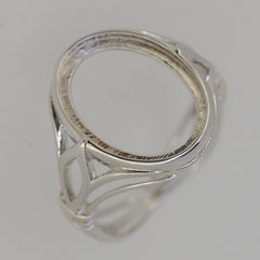 Art Nouveau Sterling Silver Semi Mount Ring Setting Oval OV 16x12mm Cab