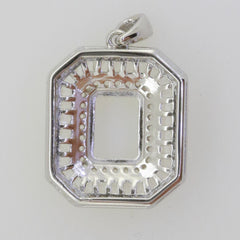 Sterling Silver Semi Mount Pendant Setting Emerald OCT 9X7mm White Topaz