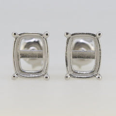 Sterling Silver Semi Mount Earrings Setting Cushion CU 9x7mm Stud - Syzjewelry