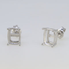 Sterling Silver Semi Mount Earrings Setting Cushion CU 9x7mm Stud - Syzjewelry