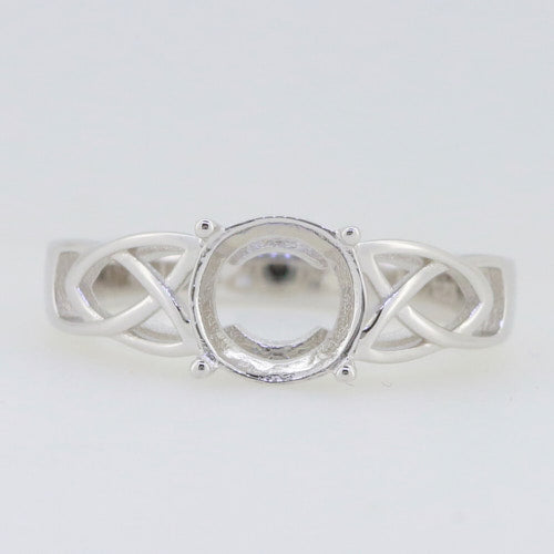 Sterling Silver Semi Mount Ring Setting Round RD 8x8mm White Topaz - Syzjewelry