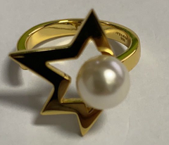 Sterling Silver Semi Mount Ring Setting Round 8x8mm Pearl & Star Ring