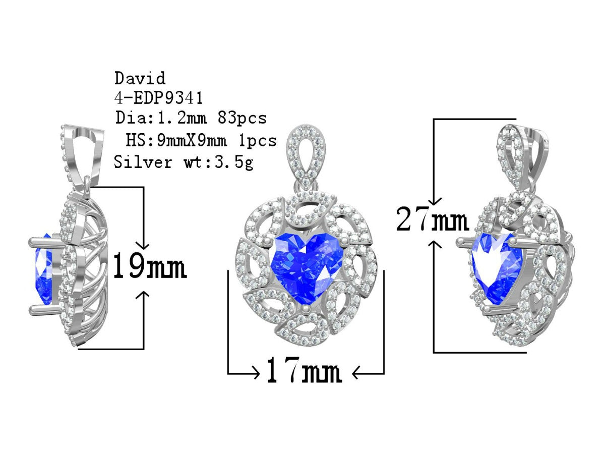 Sterling Silver Semi Mount Pendant Setting Heart HT 9X9mm - Syzjewelry