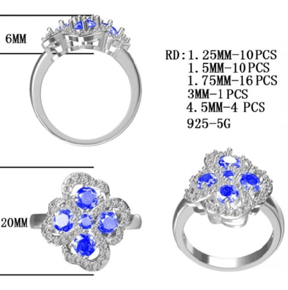 Sterling Silver Semi Mount Ring Setting Round RD 4.5mm