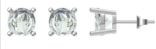 Sterling Silver Semi Mount Earrings Setting Round RD 6.5mm - Syzjewelry