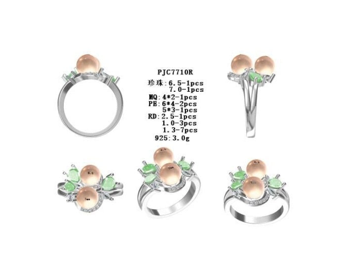 Sterling Silver Semi Mount Ring Setting Round RD Cluster 群镶mm - Syzjewelry