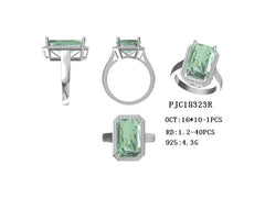 Sterling Silver Semi Mount Ring Setting Emerald OCT 16X10mm