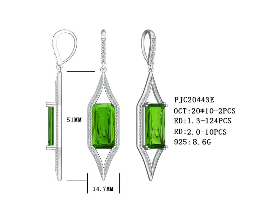 Sterling Silver Semi Mount Earrings Setting Emerald OCT 20X10mm - Syzjewelry