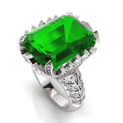 Sterling Silver Semi Mount Ring Setting Emerald OCT 16X12mm - Syzjewelry